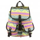 Green Vintage Floral Ladies Canvas Bag School Bag Backpack