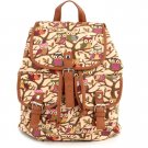 Beige Cute Cartoon Owls Pattern Canvas Backpack Shoulder Bag