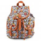 Gray Cute Cartoon Owls Pattern Canvas Backpack Shoulder Bag