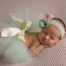 Baby Green Fluffy Tutu & Headband Photography Set