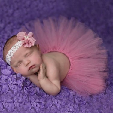 Newborn Pink Fluffy Tutu & Headband Photography Set