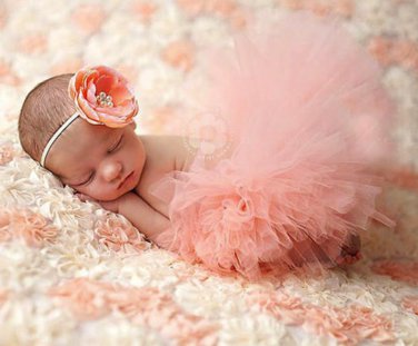 Newborn Orange Fluffy Tutu & Headband Photography Set