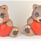 Hand Painted Ceramic Heart Belly Teddy Bears