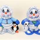 Hand Painted Ceramic Snowman Figurines