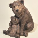 Hand Painted Ceramic Brown Bear with Cub Figurine