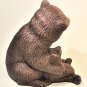 Hand Painted Ceramic Brown Bear with Cub Figurine