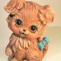 Hand Painted Ceramic Brown Dog Figurine Puppy Handmade
