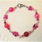 Pink Agate and Crystal Butterfly Bracelet