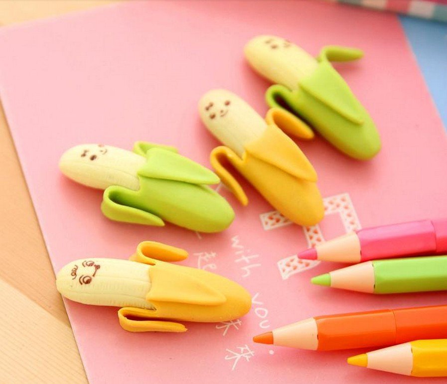 8 Pcs Mini Banana Shaped Pencil Erasers