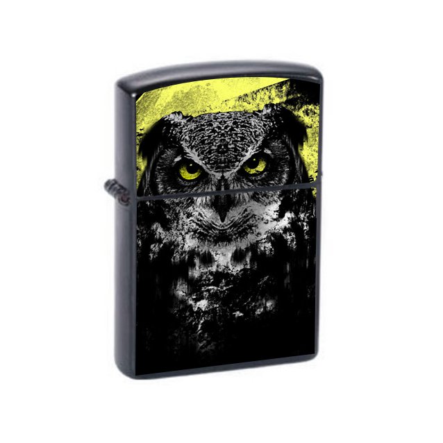 Full Moon Owl - Oil Windproof Flip Top Lighters Briquet Encendedor