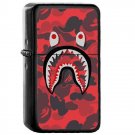 0 Red Bape Shark - Oil Windproof Flip Top Black Lighters Briquet Encendedor 2