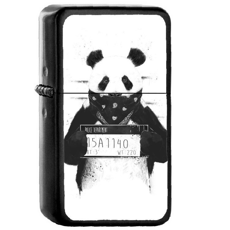 Bad Panda - Oil Windproof Flip Top Black Lighters Briquet Encendedor 2