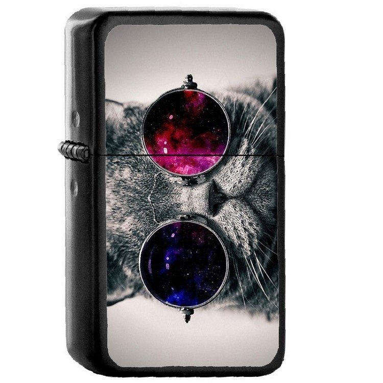 Cool Cat - Oil Windproof Flip Top Black Lighters Briquet Encendedor 2