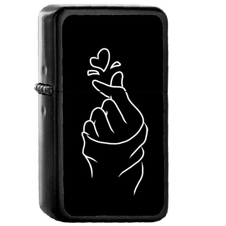 Cute Heart Black - Oil Windproof Flip Top Black Lighters Briquet Encendedor 2