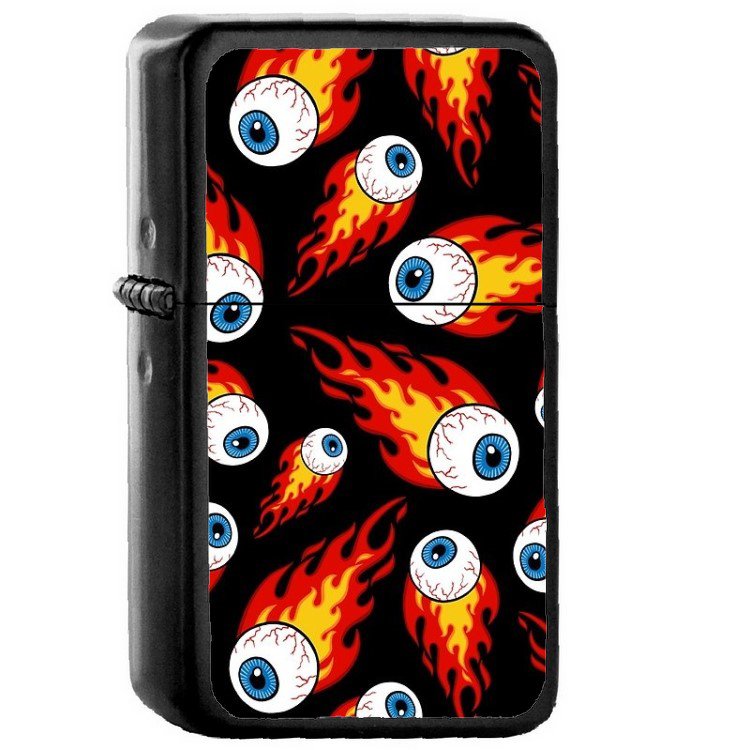 Flaming Eyeball - Oil Windproof Flip Top Black Lighters Briquet Encendedor 2