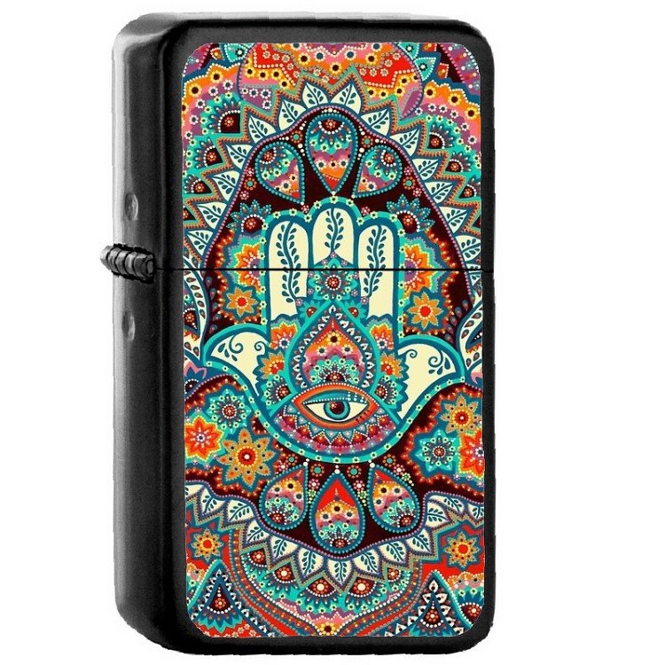 Hamsa Hand - Oil Windproof Flip Top Black Lighters Briquet Encendedor 2