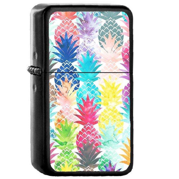 Hawaiian Pineapple Tropical - Oil Windproof Flip Top Black Lighters Briquet Encendedor 2