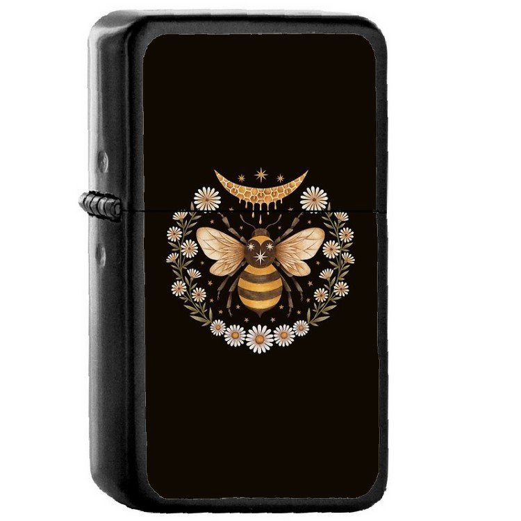 Honey Bee - Oil Windproof Flip Top Black Lighters Briquet Encendedor 2