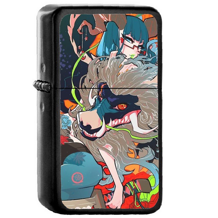 Hyeolyeon - Oil Windproof Flip Top Black Lighters Briquet Encendedor 2