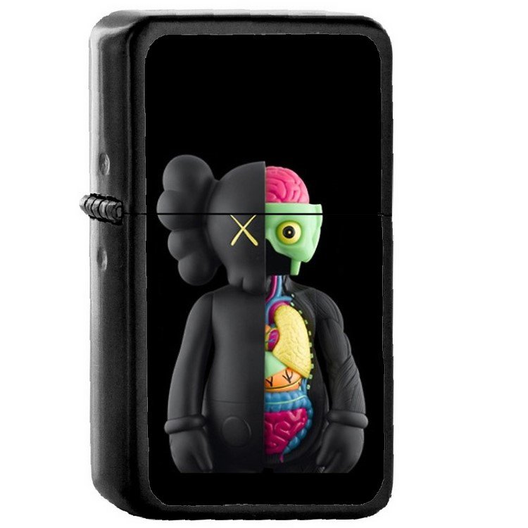 Kaws - Oil Windproof Flip Top Black Lighters Briquet Encendedor 2
