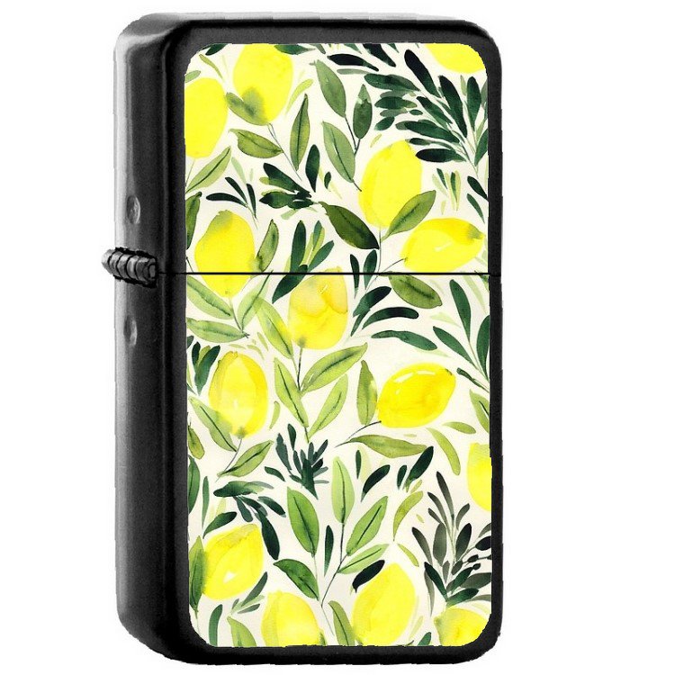Lemons Watercolor - Oil Windproof Flip Top Black Lighters Briquet Encendedor 2