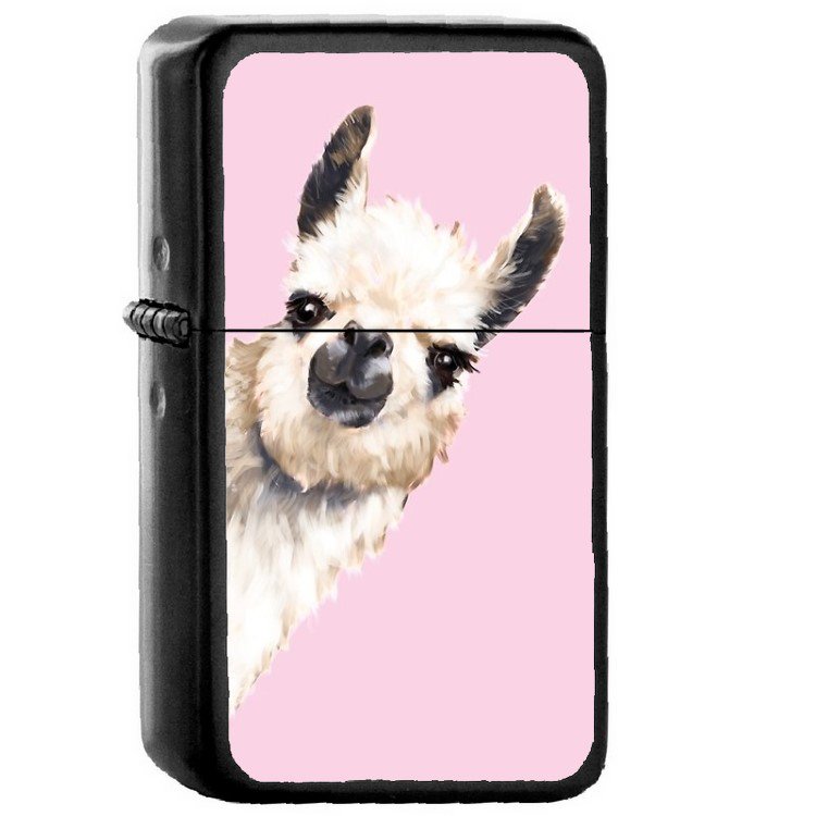 Llama Pink - Oil Windproof Flip Top Black Lighters Briquet Encendedor 2