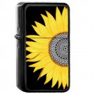 Mandala Sunflower Yellow Black - Oil Windproof Flip Top Black Lighters Briquet Encendedor 2