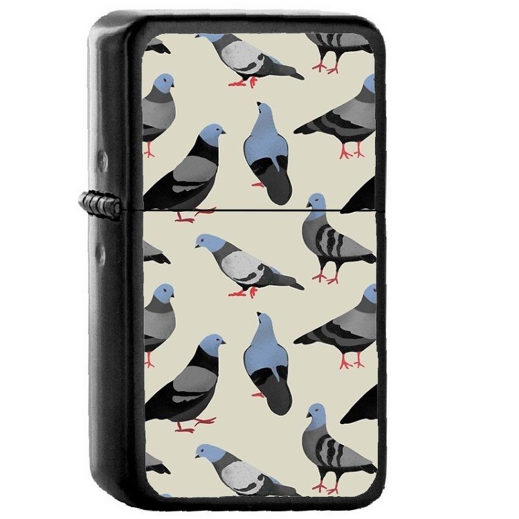 Pigeons - Oil Windproof Flip Top Black Lighters Briquet Encendedor 2