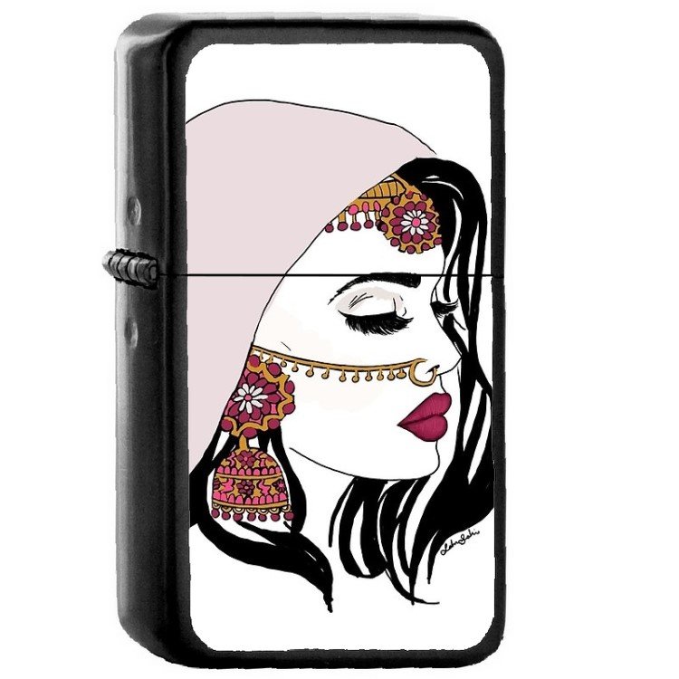 Pink Dulhan - Oil Windproof Flip Top Black Lighters Briquet Encendedor 2
