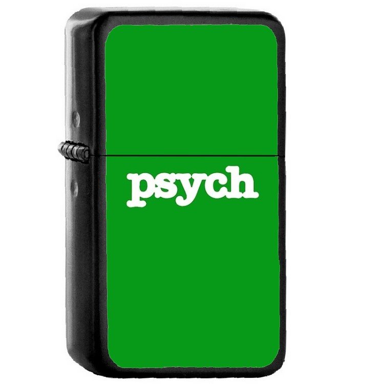 Psych Green - Oil Windproof Flip Top Black Lighters Briquet Encendedor 2