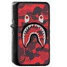 Red Bape Shark - Oil Windproof Flip Top Black Lighters Briquet Encendedor 2