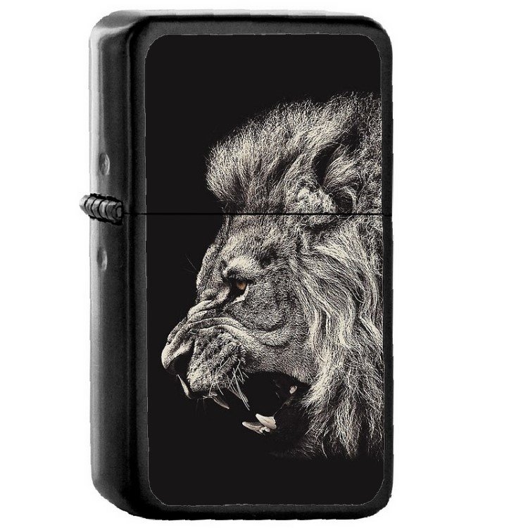 Roaring Lion - Oil Windproof Flip Top Black Lighters Briquet Encendedor 2