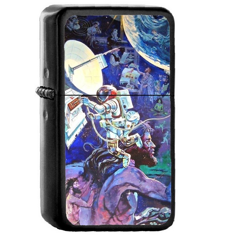 Spaceship Earth Mural - Oil Windproof Flip Top Black Lighters Briquet Encendedor 2
