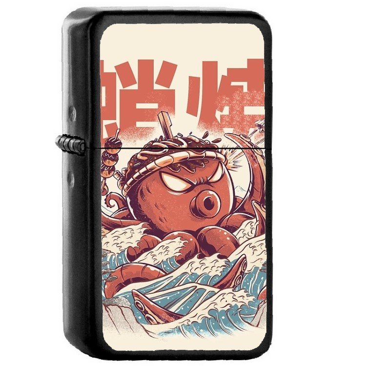 Takoyaki Attack - Oil Windproof Flip Top Black Lighters Briquet Encendedor 2