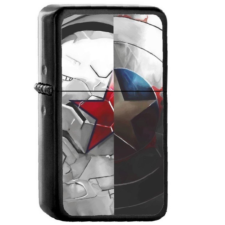 The Shield and The Soldier - Oil Windproof Flip Top Black Lighters Briquet Encendedor 2