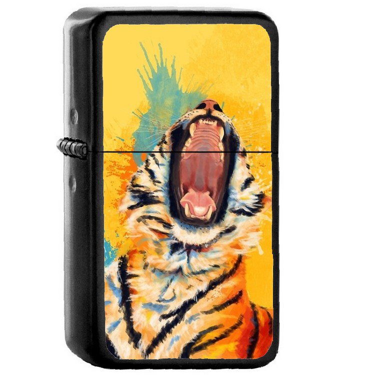Tiger Portrait - Oil Windproof Flip Top Black Lighters Briquet Encendedor 2