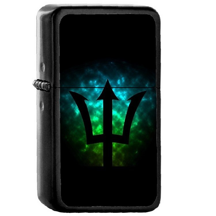 Trident Poseidon - Oil Windproof Flip Top Black Lighters Briquet Encendedor 2