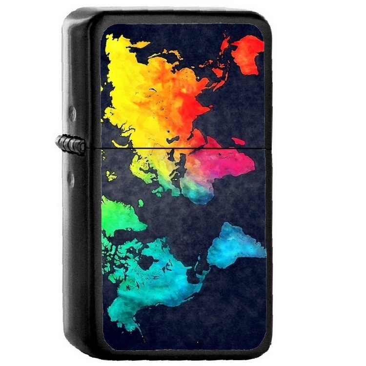 World Map - Oil Windproof Flip Top Black Lighters Briquet Encendedor 2