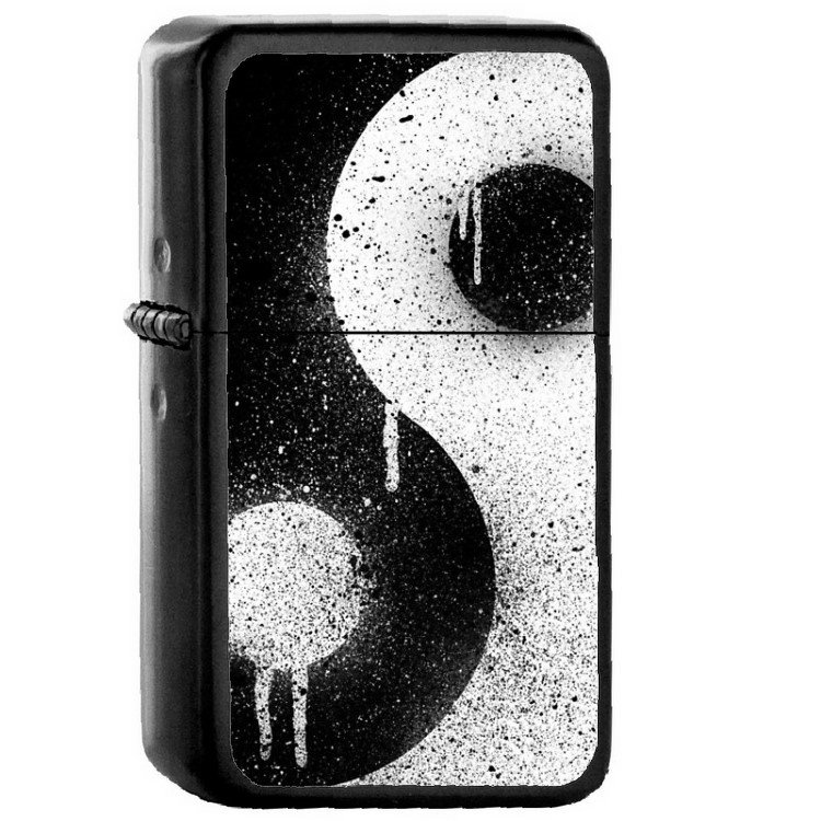Yin Yang Graffiti - Oil Windproof Flip Top Black Lighters Briquet Encendedor 2