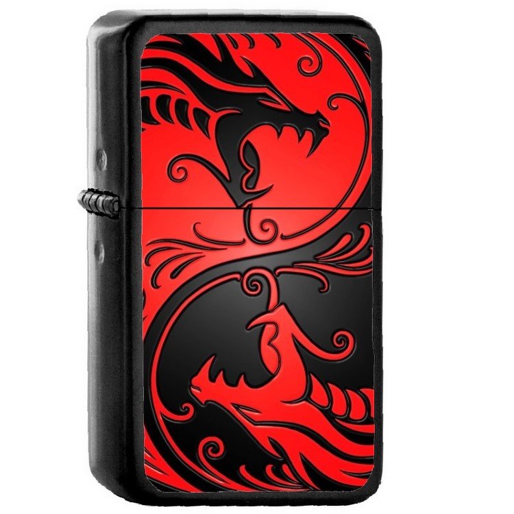 Yin Yang - Oil Windproof Flip Top Black Lighters Briquet Encendedor 2