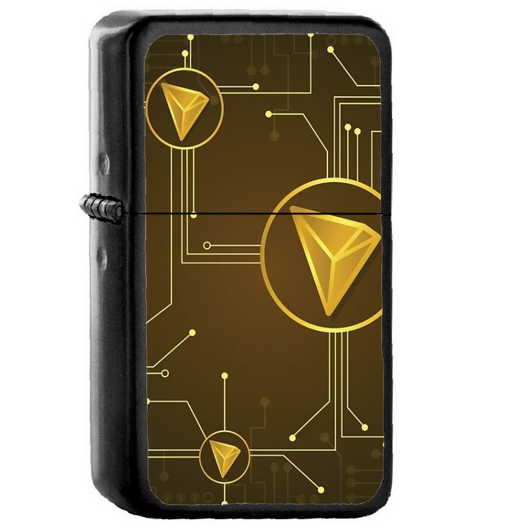 TRON TRX Coin Cryptocurrency &acirc;�� Oil Windproof Flip Top Black Lighters 117