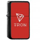 TRON TRX Coin Cryptocurrency – Oil Windproof Flip Top Black Lighters 118