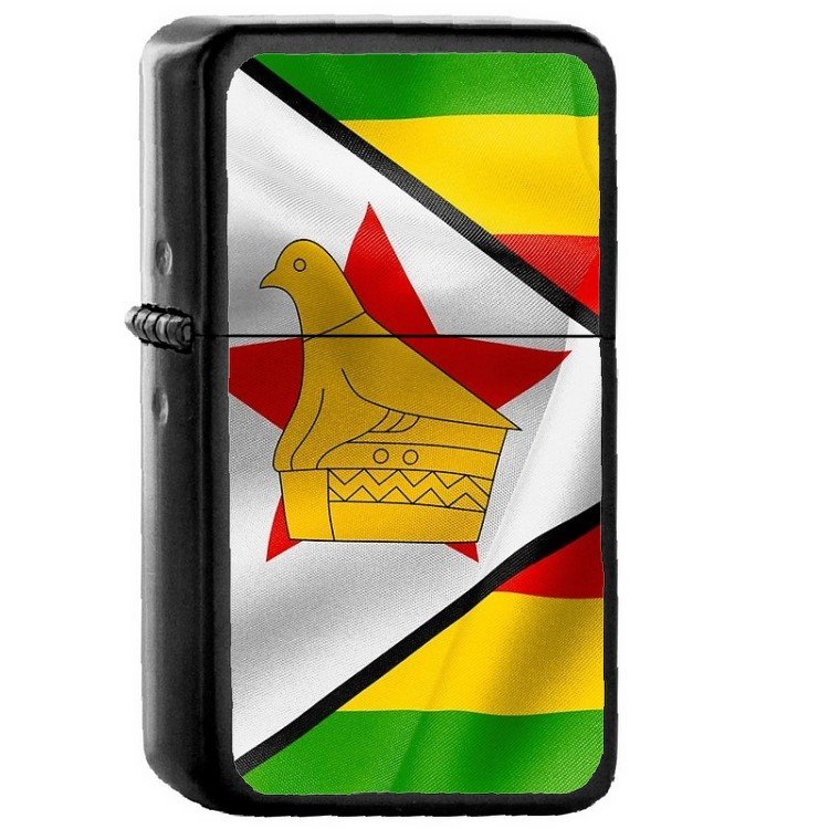 Zimbabwe Country National Emblem Flag - Oil Flip Top Black Lighters 2644