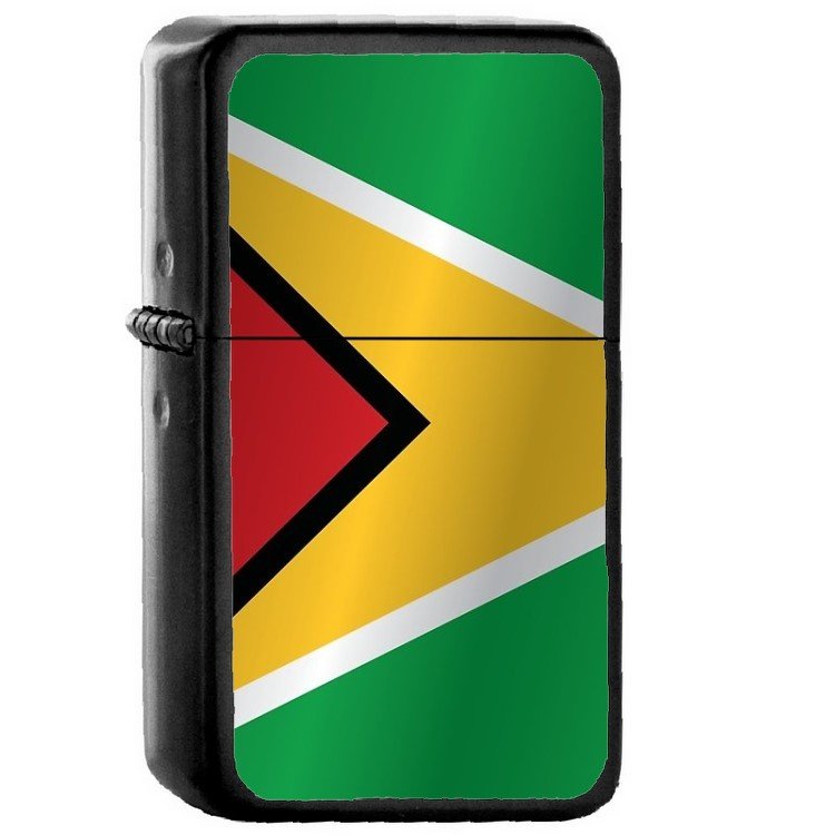 Guyana Country National Emblem Flag Oil Windproof Flip Top Black