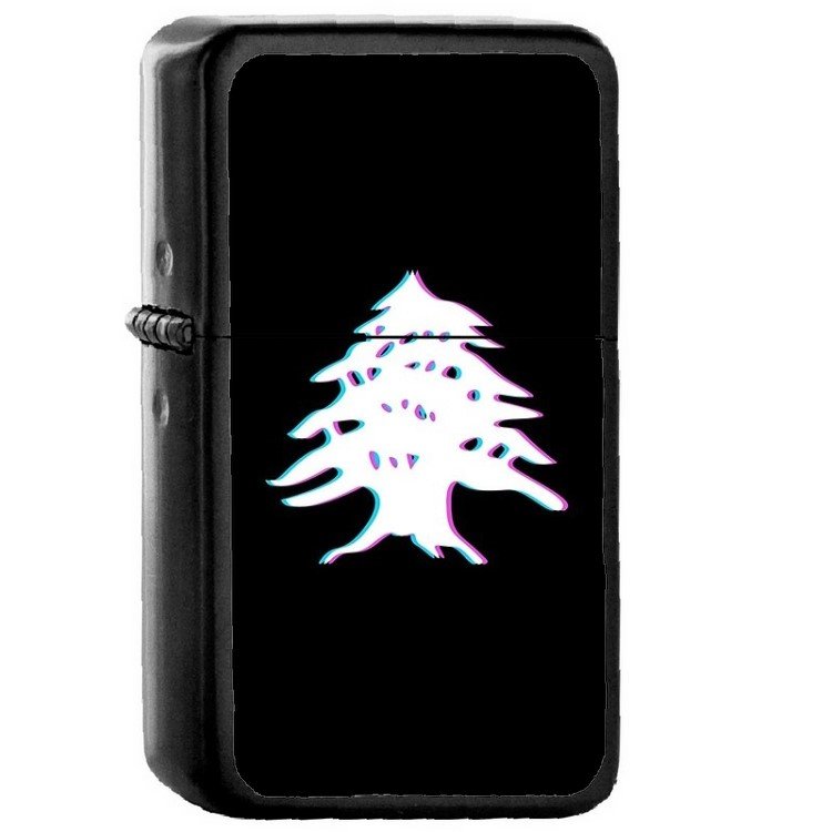 Lebanon Country National Emblem Flag Oil Windproof Flip Top Black