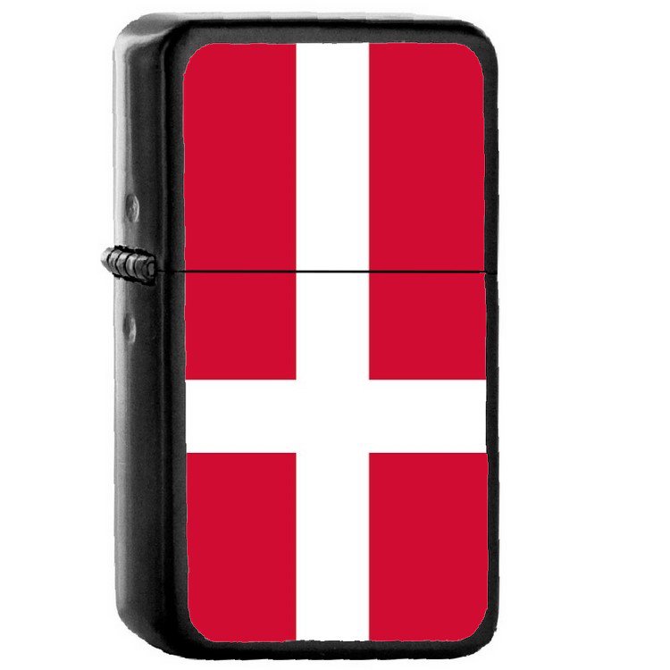 Denmark Country National Emblem Flag - Oil Windproof Flip Top Black Lighters Briquet Encendedor 1428