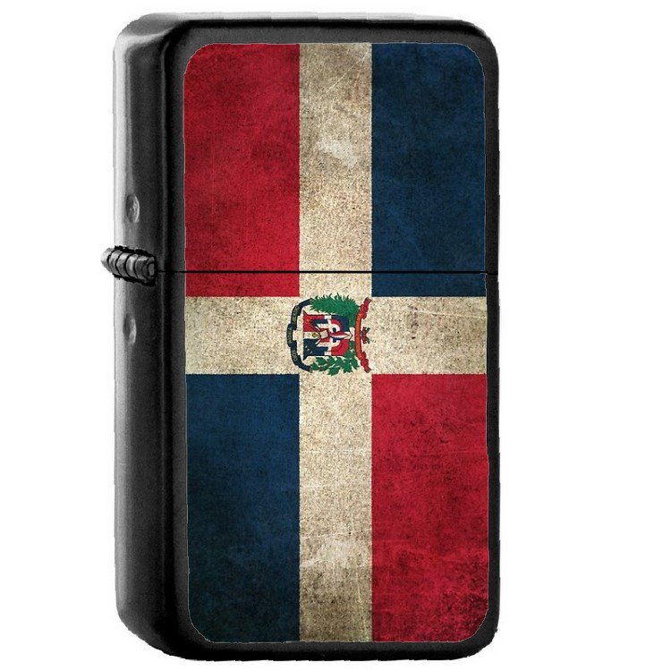 Dominican Republic Country National Emblem Flag Oil Flip Top Black