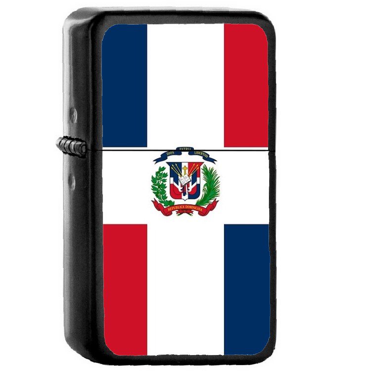 Dominican Republic Country National Emblem Flag Oil Flip Top Black