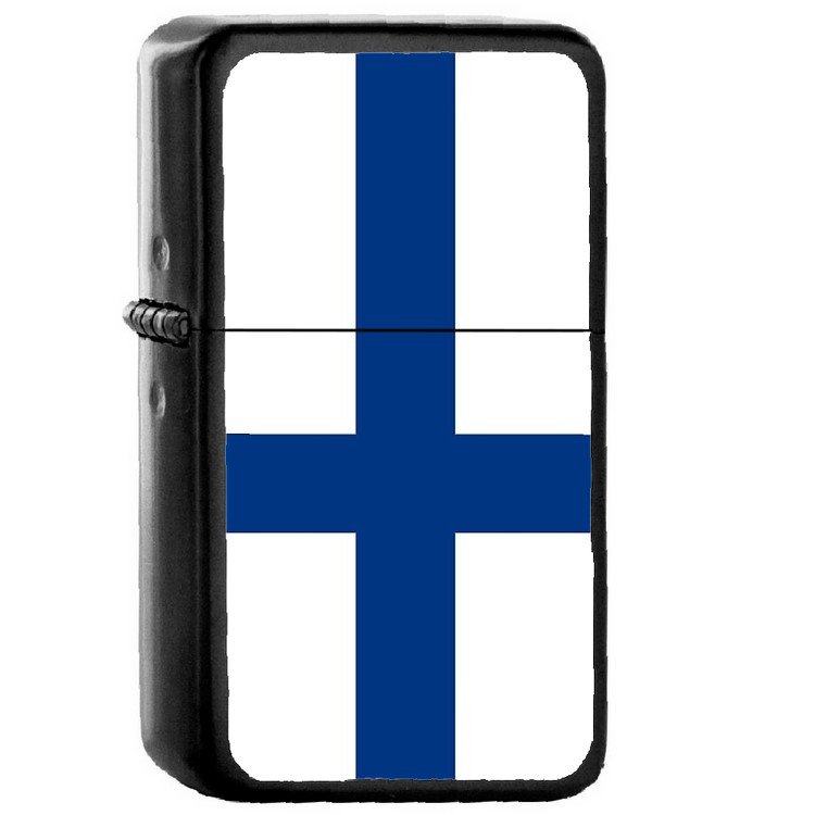 Finland Country National Emblem Flag - Oil Windproof Flip Top Black Lighters Briquet Encendedor 1560