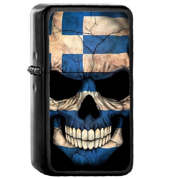 Greece Country National Emblem Flag - Oil Windproof Flip Top Black Lighters Briquet Encendedor 1630